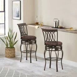 Hillsdale Furniture Montello Metal Bar Height Swivel Stool, Old Steel - 48.5"H X 20"W X 18"D - Bar Height -Elegance Barware 80a5cc01 a1eb 42ee 9ef4 801d763e5674