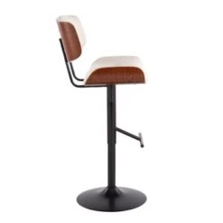 Carson Carrington Leksand Mid-Century Modern Adjustable Bar Stool With Walnut Wood Accents - Teal Noise Fabric -Elegance Barware 80aebc78 ec8b 42ae 9a7d 4ccb9f538987