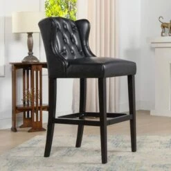 Richmond Faux Leather Armless Wingback Tufted Counter And Bar Stool - Single - Vintage Black Brown - Counter Height -Elegance Barware 82c1ba99 abca 4ecf b0a7 8cdf0c0a312b
