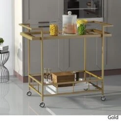 Ambrose Industrial Glass Bar Cart With Shelves By Christopher Knight Home - Iron/Glass - Rose -Elegance Barware 832d9c48 8d74 4550 a795 2a77f5ab82af