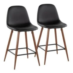 Carson Carrington Stone Walnut Counter Stool (Set Of 20 - Grey Faux Leather -Elegance Barware 834fc8b0 29d6 4708 95e2 f0a67d8cfe9b