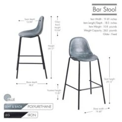 Porthos Home Tuca Bar Stools Set Of 2, PU Leather Upholstery, Iron Legs - Brown -Elegance Barware 83e79822 3c55 4841 b5a6 c350814e2a02