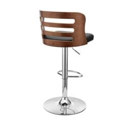 Khalia Adjustable Swivel Faux Leather And Wood Bar Stool With Metal Base - Grey And Black -Elegance Barware 84189da2 5cc2 43a7 8e54 20d186ae9775