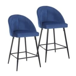 Porthos Home Freya Velvet And Metal Counter Stools (Set Of 2) - Grey -Elegance Barware 841c0280 5f11 49f3 976b 29c78d85fa13