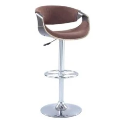 Somette Dark Oak Bent Wood Saddle Seat Pneumatic Adjustable Stool With Brown Seat - Single - Bar Height - 29-32 In. -Elegance Barware 84d646c9 79d5 48c6 b2d4 35cecaad25f7