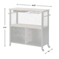 FirsTime & Co. Chandler Farmhouse Kitchen Cart - Silver -Elegance Barware 84d70b0e 47f6 435e 9778 b57804882f48