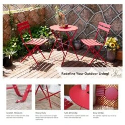 23.6ft Long Bistro Set Table And Chair 3 Piece - 23.6*28 - Red -Elegance Barware 867123fe bac3 4111 814b aff75b9c2230