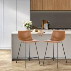 Poly And Bark Paxton 24" Counter Stool (Set Of 2) - Brown -Elegance Barware 87f91a83 ae04 4056 b6d1 6e0f7678c19d