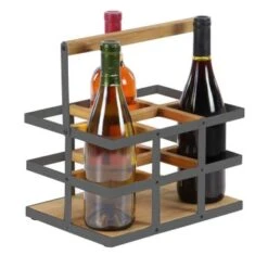 Modern 6-Bottle Wood And Metal Wine Holder - White -Elegance Barware 8841d8cb ddb9 4ac1 bbe0 69be9ae3b9f5