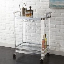 Alba Acrylic Serving Bar Cart By Greyson Living - Silver Chrome