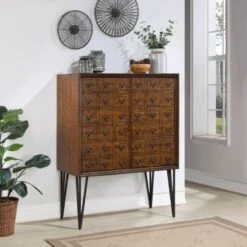 Somette Oxford Distressed Brown Two Door Bar Cabinet - Iron/Acacia - Oxford Distressed Brown -Elegance Barware 88dbc12a 6c16 4ed7 9502 7c645b4c9511