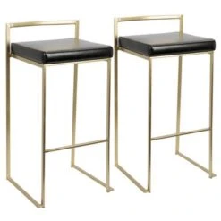 Silver Orchid Forrest Gold Stackable Bar Stools (Set Of 2) - White Velvet -Elegance Barware 89042074 aef4 49e1 958c 4483fb9b15d6