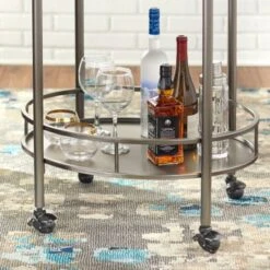 Lifestorey Devin Oval Metal Bar Cart - Bright Gold -Elegance Barware 8a17750d c0f6 4e57 be13 eda83cb0be60