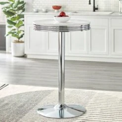 Elegance Barware 16 Simple Living Raleigh Retro Bar Table - White/Chrome