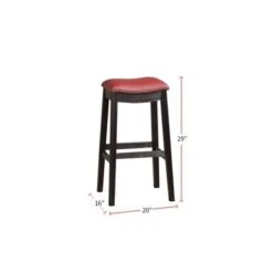 Burgundy PU Upholstery Bar Stool, Set Of 2 - Bar Height -Elegance Barware 8b7434b0 99d5 420b a6f3 08fa168a372a