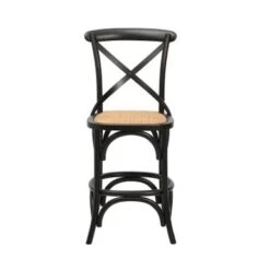 Porthos Home Ziva Counter Stools Set Of 2, Elm Wood With Woven Rattan - Nature -Elegance Barware 8c1a8d1a d0f8 4a62 a9e2 fc97f76a861d