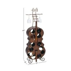 Eclectic 47 X 17 Inch Violin Wood And Metal Wine Rack By Studio 350 - MTL WINE RACK 17"W, 47"H -Elegance Barware 8c720028 96b7 4996 b5c3 c7c83a7a6260