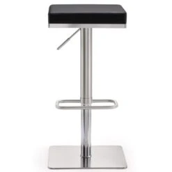 Strick & Bolton Fulla Stainless Steel Eco-leather Square Barstool - Black