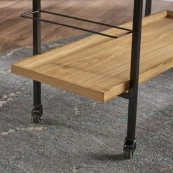 Gerard Modern Industrial 2-Tier Wood Bar Cart With Wheels By Christopher Knight Home - 38.00" W X 16.10" D X 33.00" H - Walnut -Elegance Barware 8ea95b3a 55b4 43a3 853a 765ac582ecce