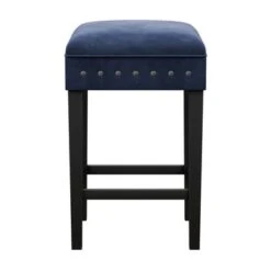 Hillsdale Furniture Cassidy Wood And Upholstered Counter Height Backless Stool - 26.25H X 16W X 16D - Black And Blue -Elegance Barware 8ebb1208 f871 4194 96f2 0de9a39d5898