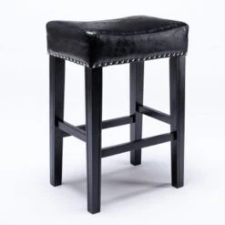 Wooden Height 26" Backless Faux Leather Stools,Set Of 2 - Black -Elegance Barware 8ed441f3 a3f9 415b b8cf ef31a175411f