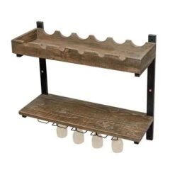 Carbon Loft Lawrence Wall Shelving With Wine Storage - Brown -Elegance Barware 8f0a03ac a240 4dcb 8a37 214525ccaacc