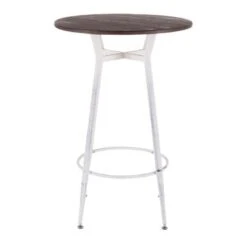 Carbon Loft Barton Industrial Round Bar Table - N/A - Vintage White/Espresso -Elegance Barware 8faeeccc 2f62 4a44 af08 8b345186748e