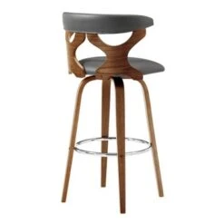 Zenia Modern Faux Leather And Wood Swivel Bar/Counter Stool - Grey & Walnut - Bar Height -Elegance Barware 9075de4a f4bc 4837 8b16 473ea21eb362