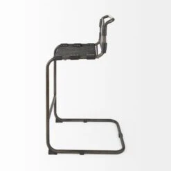 Berbick Black Genuine Leather W/Dark Grey Frame Counter Stool - Single - Dark Brown - Counter Height -Elegance Barware 9169797d df3e 4686 9bcf 0a7970bac818