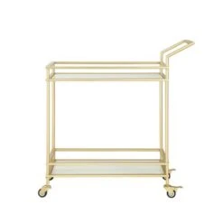 Nicole Miller Felix Bar Cart, 2 Serving Shelves, Casters - N/A - Gold/ White -Elegance Barware 91ef15a1 dcf8 4f1b 99de 963ce29b3755