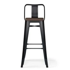 WYNDENHALL Josephine Industrial Metal / Wood Stool (Set Of 2) - Black - Bar Height - 29-32 In. -Elegance Barware 9262626c 417b 415c a41a 3415ff1b47a0