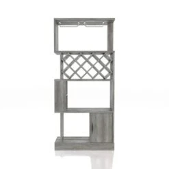 DH BASIC Contemporary Dual-Side Access Lattice 11-Bottle Wine Rack And Cabinet By Denhour - Vintage Grey Oak -Elegance Barware 927e6bdd a0bc 4f20 ad27 778c11aa88f9