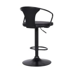 Eagle Adjustable Swivel Barstool In Faux Leather And Metal With Wood Back - Grey & Black -Elegance Barware 928e18c3 db0c 4b43 8d5b b909e5ec7935