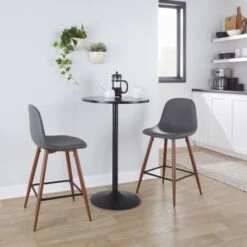 Carson Carrington Stone Walnut Counter Stool (Set Of 20 - Grey Faux Leather -Elegance Barware 92c21062 7fbc 4ffd b7c6 26e36efe287e