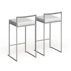 Silver Orchid Forrest Stainless Steel Stackable Counter Stool (Set Of 2) - Camel Faux Leather -Elegance Barware 940994f7 6d93 4685 a11e c03a4efe5160