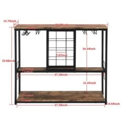 Wine Rack Table With Glass Holder, Wine Bar Cabinet With Storage - Black -Elegance Barware 9452a36d 1b5d 42c2 9d88 cdd7d87f4e63