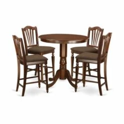 East West Furniture 5-pc. Dining Set- A Kitchen Table And 4 Dining Chairs With Slatted Back In Mahogany Finish(Seat Type Option) - JACH5-MAH-W -Elegance Barware 94d866ce b594 49f7 a17d 3e8b89d3087c