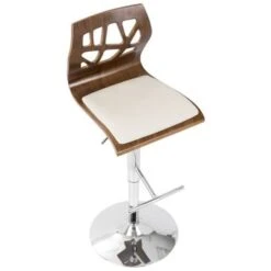 Carson Carrington Sala Mid-Century Modern Walnut Wood Adjustable Barstool - N/A - Cream Faux Leather -Elegance Barware 953e348e cb36 48db 821c 7f8f65380736