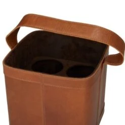 Leather Modern Wine Holder - 9 X 9 X 17 - Tan -Elegance Barware 955557b5 8979 40a5 9835 07f5b1130c5c