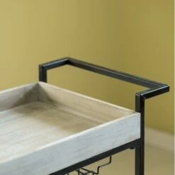 Vintiquewise Metal Wine Bar Serving Cart With Rolling Wheels, Wine Rack, And Glass Holder - Black -Elegance Barware 95cdeda4 a0a2 4947 9ab5 59ec08540a45