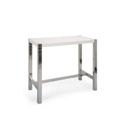 Aurelle Home Modern Steel Base Bar Table - White