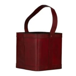 Leather Modern Wine Holder - 9 X 9 X 17 - Red -Elegance Barware 963ab022 1065 4a74 a134 f025fd3078fa