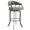 Pharaoh Modern Swivel Counter/Bar Stool With Grey Faux Leather And Metal - Bar Height -Elegance Barware 96ac2962 c0f0 4642 b38e cc5ad8e4848a