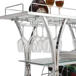 Serving Cart Glass Bar 3-Tier Metal Frame And Shelf - Golden -Elegance Barware 97c3aa25 6c86 4a84 9b29 77406243f043