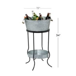 Grey Metal Contemporary Wine Holder 34 X 19 X 19 - 19 X 19 X 34Round - 19 X 19 X 34Round - Multi -Elegance Barware 9802b727 abbc 4cba 8ad3 5efbac070b39