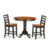 East West Furniture 3-piece Counter-height Dining Set Contains A Pedestal Table And Wooden Chairs - Black And Cherry Finish - TRFA3-BLK-W -Elegance Barware 98177222 14df 4d02 b7ab 9c66fe6814bd