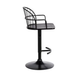 Edward Farmhouse Adjustable Bar Stool In Wood And Metal - Black -Elegance Barware 99a70aaf 8cbc 4d3c aac8 324ade58f12e