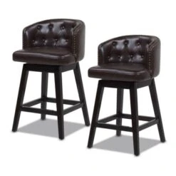 Jennifer Taylor Home Davidson Faux Leather Swivel Low Back Counter And Bar Stool - Set Of 2 - Vintage Black Brown Faux Leather - Bar Height -Elegance Barware 9a85d50d 0257 44ec 825c 5b016b12a1ec