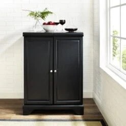LaFayette Black Finish Expandable Bar Cabinet - Wood - Black -Elegance Barware 9b607fee a90a 4732 bf9f 58adf2973664