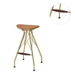 Set Of 2 Bar Stool With Faux Leather Cushion In Gold - Bar Height - 29-32 In. - Set Of 2 - Whiskey And Gold -Elegance Barware 9bed5ae7 ecc4 424a baac f290c4ab82e2